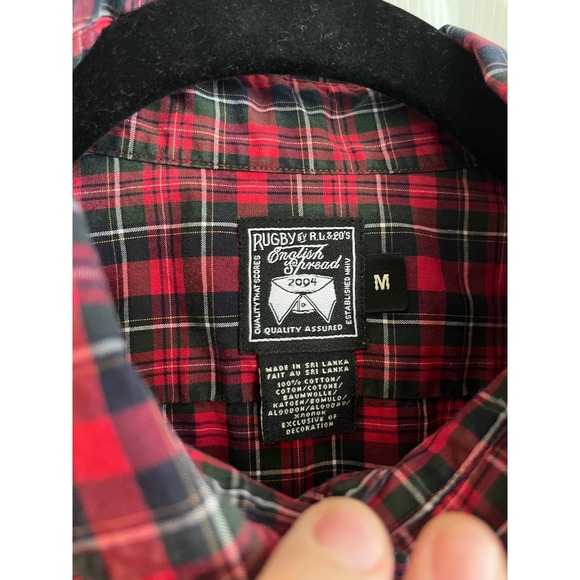 Ralph Lauren Men's English Spread Red Tartan Plaid Long Sleeve Button Up Shirt M - Picture 2 of 8